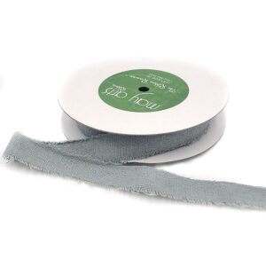 1 Inch Frayed Edge Cotton Ribbon - 468-1-31 GARGOYLE FRAYED COTTON BLEND RIBBON