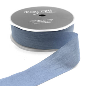 1 Inch Wrinkled Faux Silk Ribbon with Cut Edge - EA-1-83 Slate Blue (New)