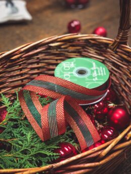 May Arts 1.5 Inch Herringbone Center Stripe Farmhouse Christmas Ribbon 702-15