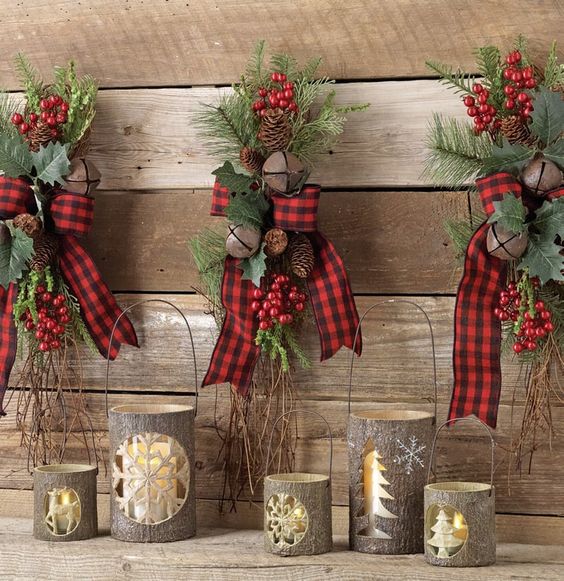 Buffalo Plaid Ribbon Christmas Swag Decor Idea