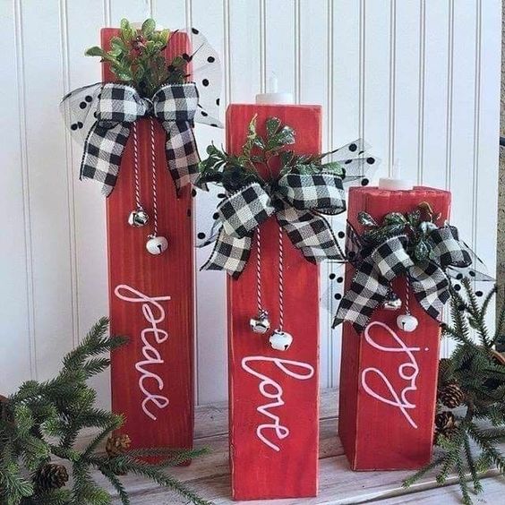 Buffalo Plaid Ribbon Front Porch Sign Decor Idea