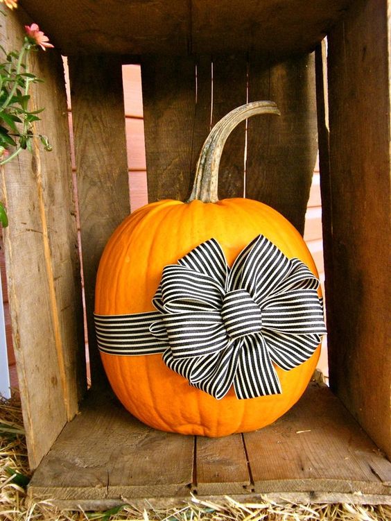 Thanksgiving Ribbon Pumpkin Decor