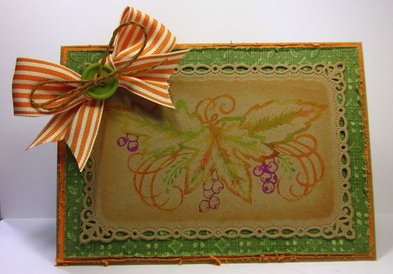 Thanksgiving crafts DIY card idea with ribbon