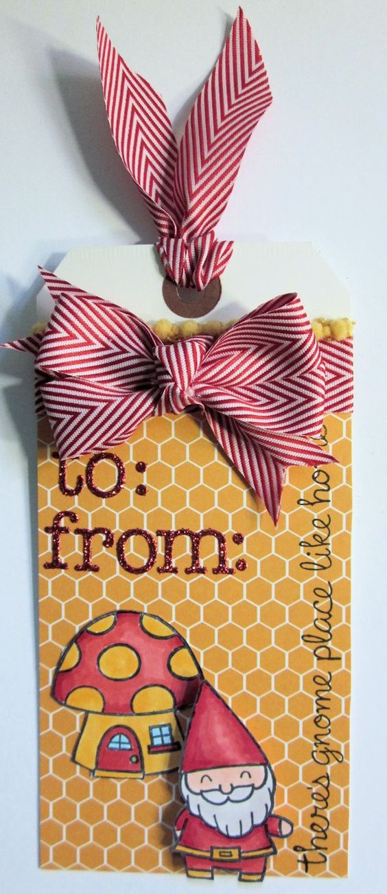 Gift Tag Christmas Gift Wrap Idea red chevron ribbon