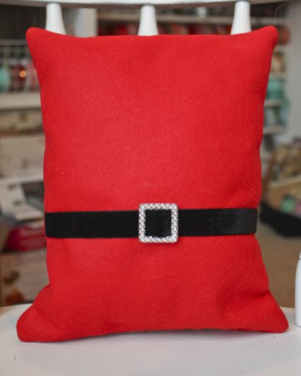 Christmas Home Decor DIY Santa Pillow with Ribbon
