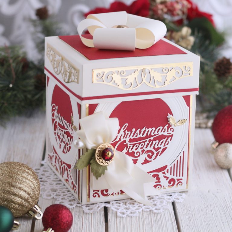 Christmas Gift Wrap Idea white canvas ribbon