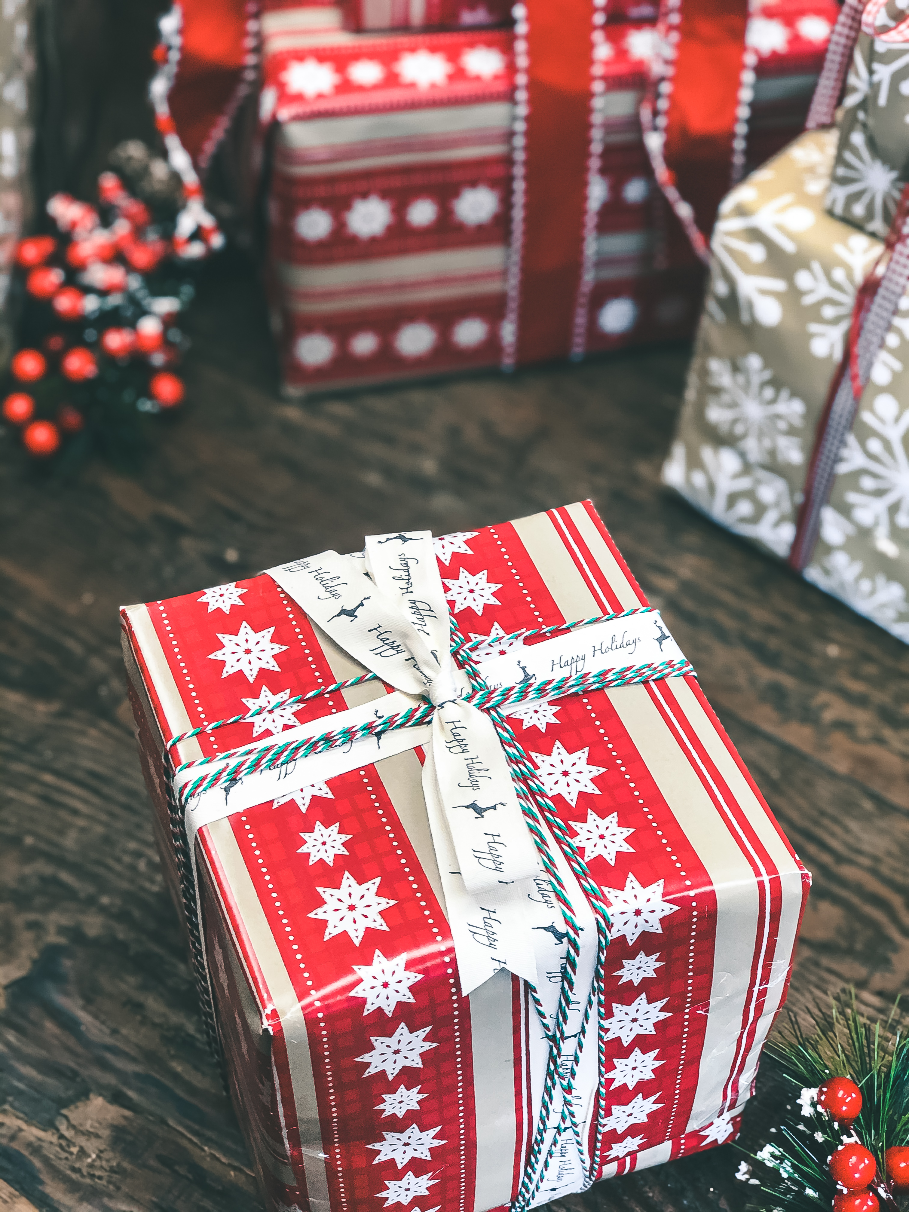 Happy Holidays Cotton Ribbon Baker's Twine Christmas Gift Wrap Christmas Ribbon