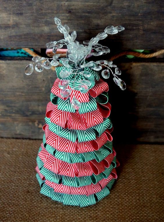 Christmas DIY Holiday Decor Chevron Ribbon Tree