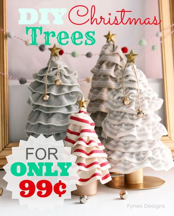 DIY Christmas Holiday Decor Christmas Tree with Cotton Ribbon