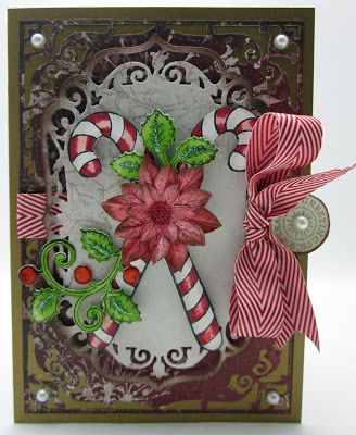 Make your own candy cane christmas card with red chevron ribbon
