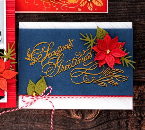 make your own christmas card seasons greetings with red and white bakers twine