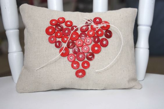 Burlap String Valentines Day Heart Pillow Valentine Home Decor