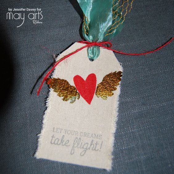 Valentine's Day Gift Tag Heart with Wings 