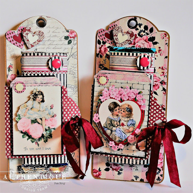 Candy Filled Tag for Valentine's Day with Mixed Media Ribbon