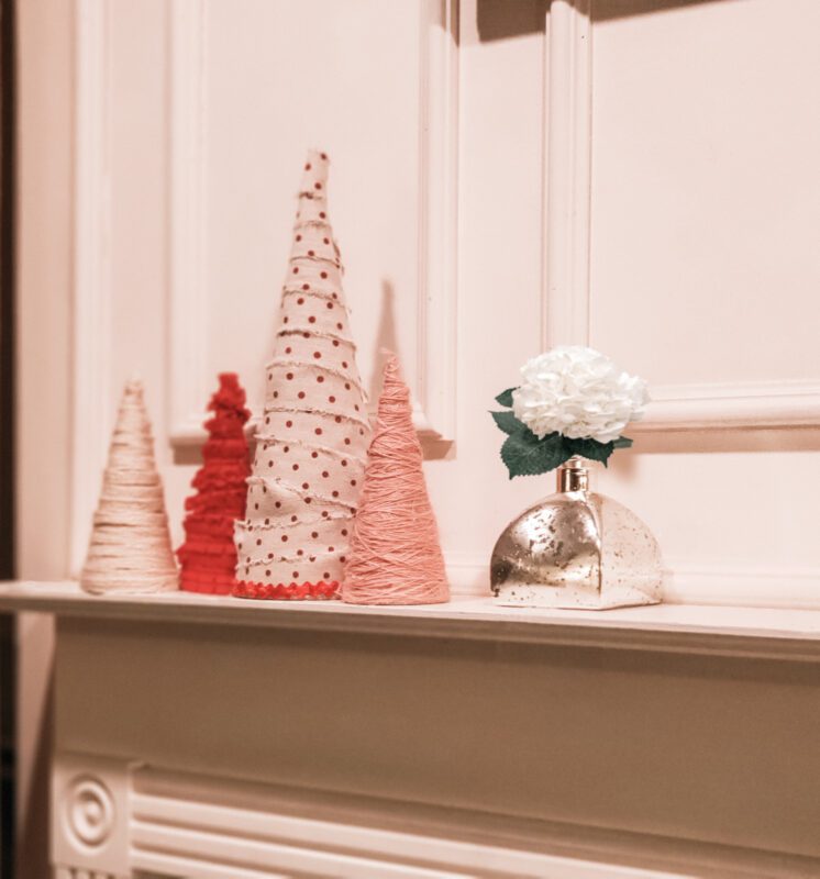Valentine's Day Home Decor DIY Cone Tree with Ribbon