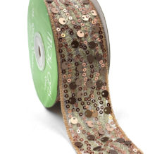 Rose Gold Soft Mult-Sequin Woven Waved Mesh Ribbon