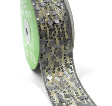 Silver Soft Mult-Sequin Woven Waved Mesh Ribbon