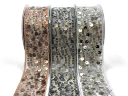 1.5" Mult-Sequin Woven Waved Mesh Ribbons