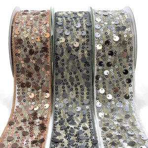 1.5" Mult-Sequin Woven Waved Mesh Ribbons