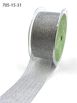 1.5" Silver Metallic Knit Net Crochet RIbbon