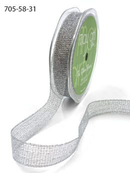 5/8" Silver Metallic Knit Net Crochet RIbbon