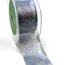 Charcoal Navy Blue Iridescent Holographic Crepe Organza Mermaid Ribbon