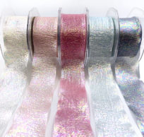 1.5" Iridescent Holographic Crepe Organza Mermaid Scale Ribbons