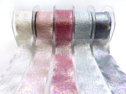 1.5" Iridescent Holographic Crepe Organza Mermaid Scale Ribbons