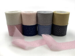 1.25 Inch Mini Metallic Dot Silk Georgette Ribbon