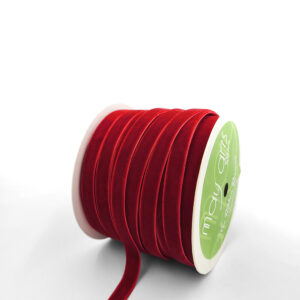 3/8 Inch Classic Velvet Ribbon with Woven Edge - PV-1-14 RED