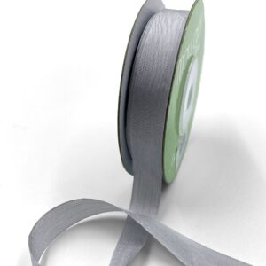 1/2 Inch 100% Hand-Dyed Silk Ribbon with Woven Edge - SK-12-31 GREY