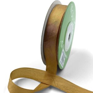 1/2 Inch 100% Hand-Dyed Silk Ribbon with Woven Edge - SK-12-67 PALE GOLD