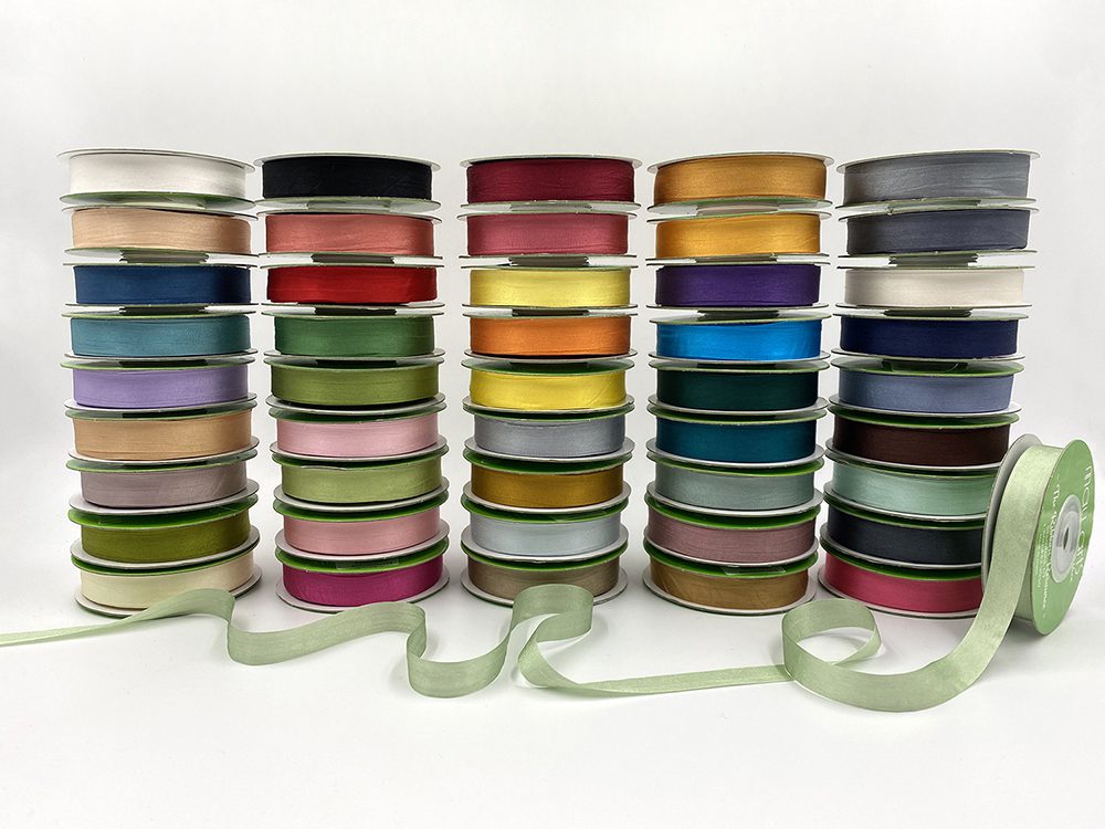 1/2 Inch 100% Hand-Dyed Silk Ribbon with Woven Edge - May Arts Ribbon