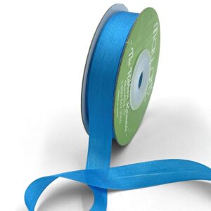 1/2 Inch 100% Hand-Dyed Silk Ribbon with Woven Edge - SK-12-53 ATOMIC BLUE