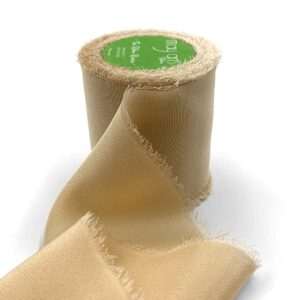 2 Inch 100% Silk Crepe with Frayed Edge (NON-DYED and HAND-DYED) - SKCF-2-06 HAZELNUT