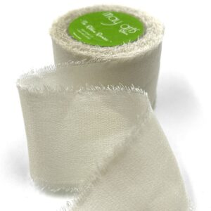 1.25 Inch 100% Silk Crepe with Frayed Edge (NON-DYED and HAND-DYED) - SKCF-5-61 LIGHT BEIGE