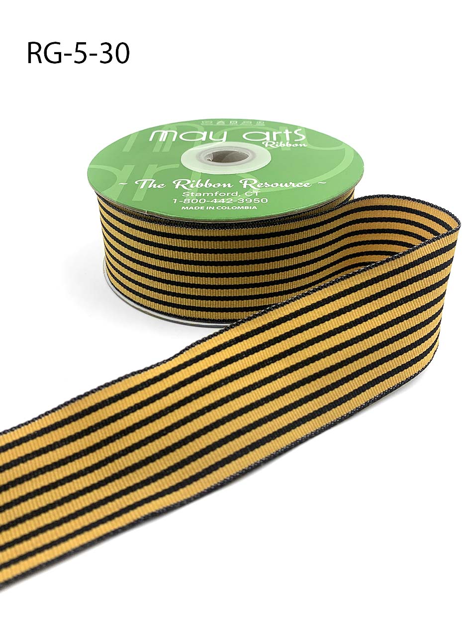2.5 Yellow Black Thin Horizontal Stripe Ribbon RGC119429