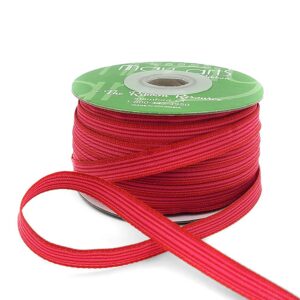 3/8 Inch Woven Grosgrain Stripe Ribbon with Woven Edge - RG-8-23 PINK/RED (NEW)