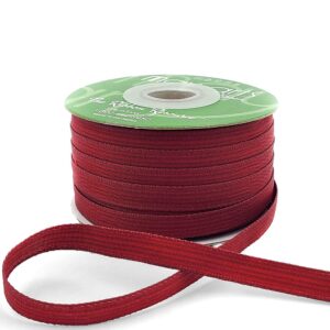 3/8 Inch Woven Grosgrain Stripe Ribbon with Woven Edge - RG-8-24 BURGUNDY/DEEP RED (NEW)