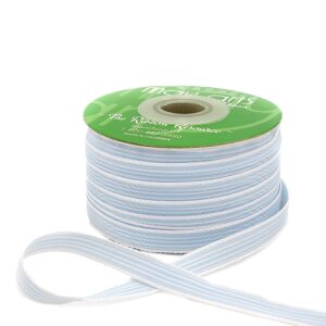 3/8 Inch Woven Grosgrain Stripe Ribbon with Woven Edge - RG-8-34 - LIGHT BLUE/WHITE STRIPES