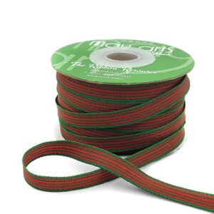 3/8 Inch Woven Grosgrain Stripe Ribbon with Woven Edge - RG-8-44 - RED/GREEN STRPES