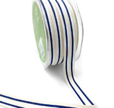 5/8" Organic Cotton Navy Striped Ribbon