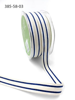 5/8" Organic Cotton Navy Striped Ribbon