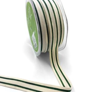 5/8" Organic Cotton Green Striped Ribbon