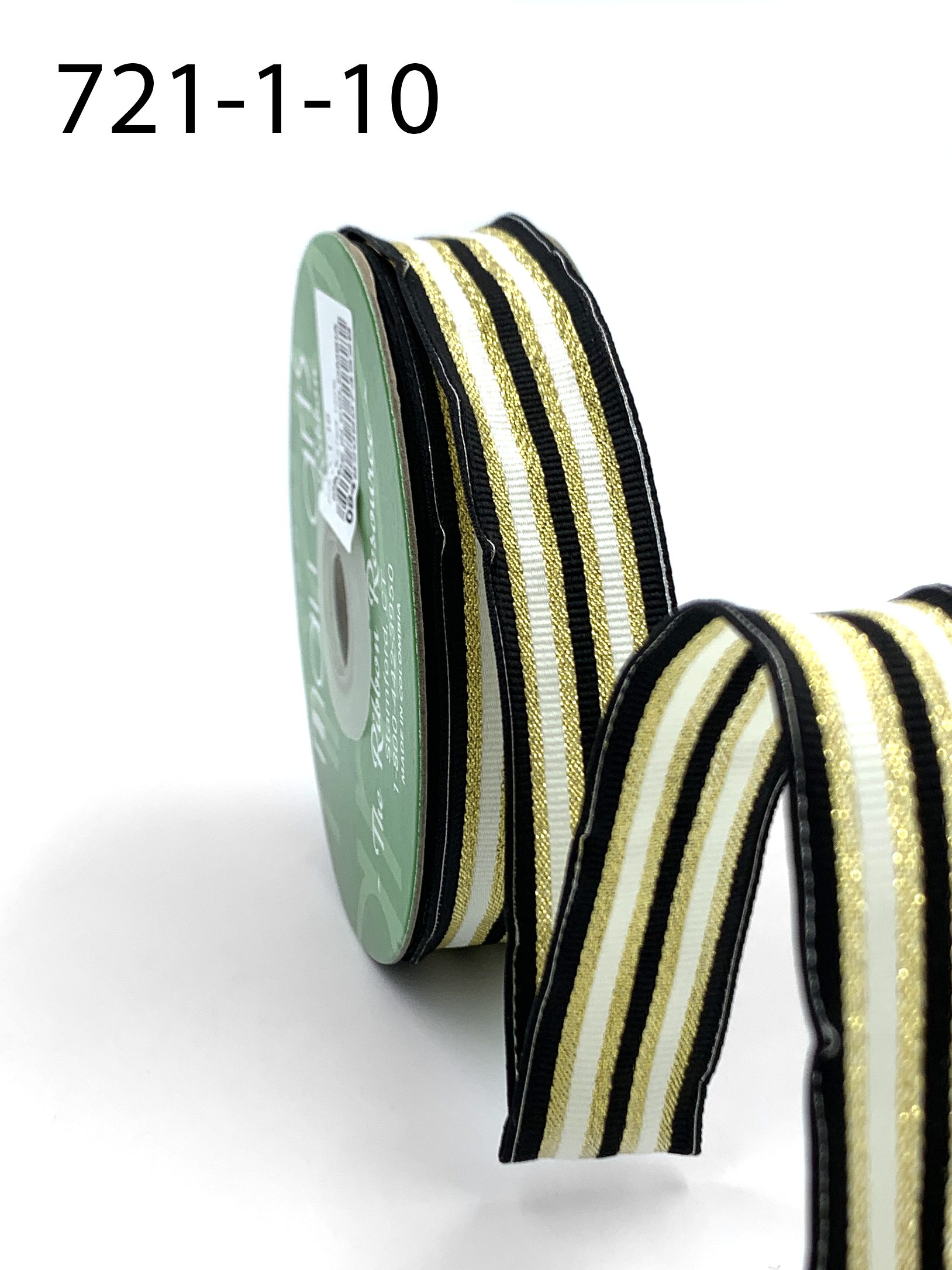 1 Metallic Gold Grosgrain Wired Striped Ribbon - May Arts