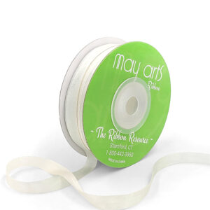 1/4 Inch 100% Hand-Dyed Variegated (multi-color) Silk Ribbon with Woven Edge - SKM-4-68 Quiet Grey/Mother of Pearl