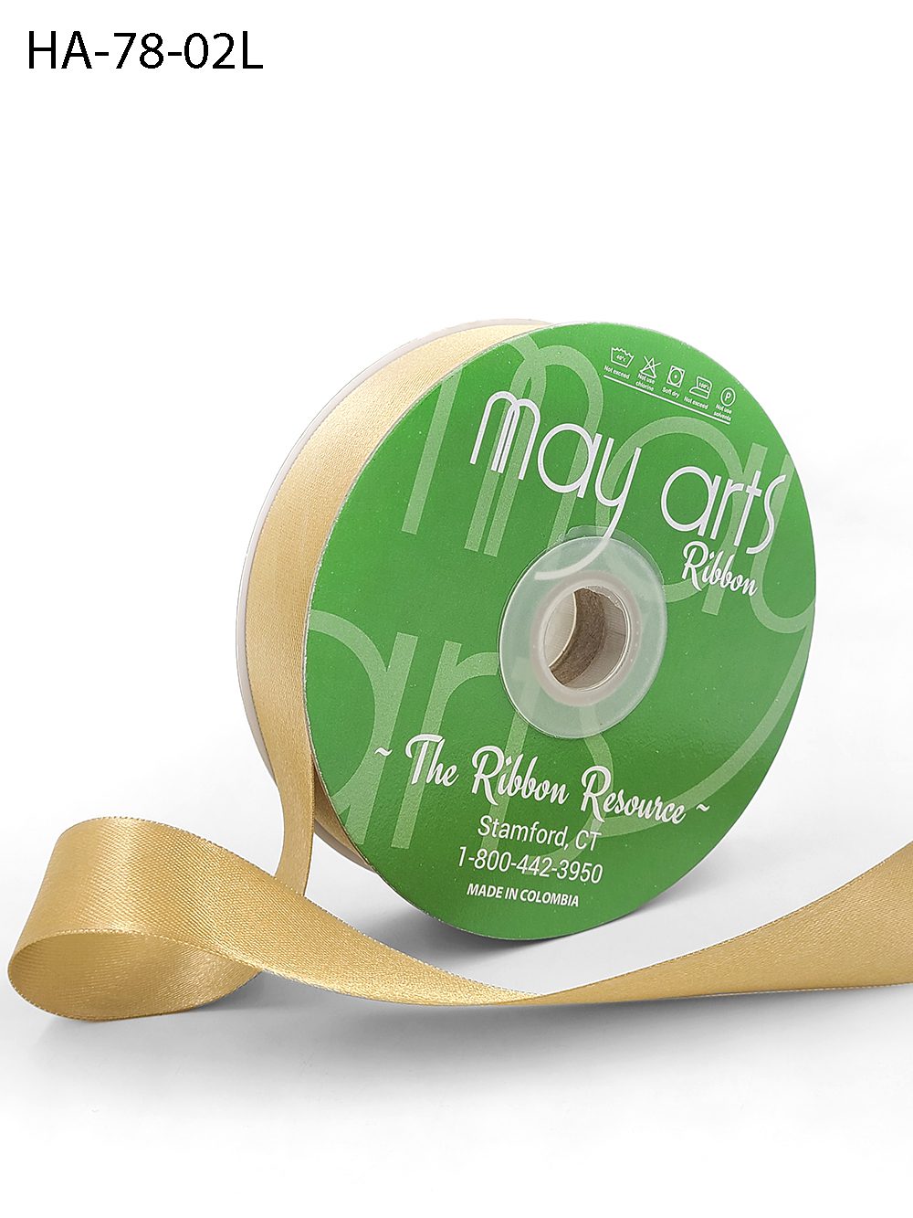May Arts 1-Inch Wide Ribbon Gold Satin