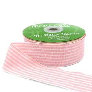 1.5 Inch Woven Grosgrain Stripe Ribbon with Woven Edge - RG-5-12 LIGHT PINK/IVORY STRIPES
