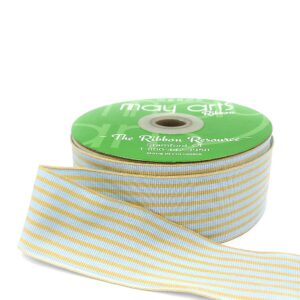1.5 Inch Woven Grosgrain Stripe Ribbon with Woven Edge - RG-5-18 LIGHT BLUE/OATMEAL