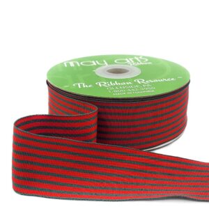 1.5 Inch Woven Grosgrain Stripe Ribbon with Woven Edge - RG-5-44 RED/GREEN STRIPES